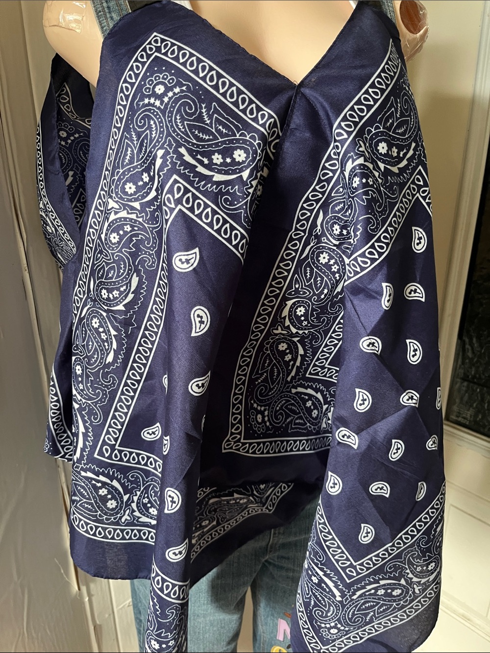 Navy Paisley Bandana Print Satin Cami Top